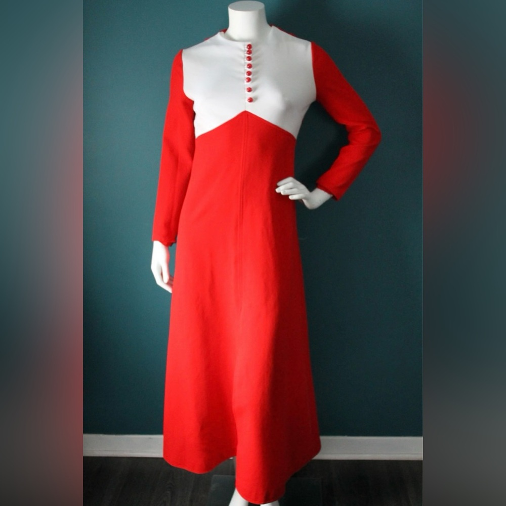 vintage 70’s red & white maxi dress